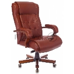Кресло руководителя Бюрократ T-9926WALNUT светло-коричневый Leather Eichel, кожа, крестовина металл/дерево