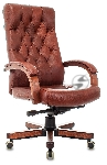 Кресло руководителя Бюрократ T-9928WALNUT светло-коричневый Leather Eichel, кожа, крестов. металл/дерево