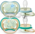 Пустышка Philips Avent ultra air, ночная, звезда/сова, 0-6 мес., 2 шт.
