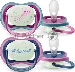 Пустышка Philips Avent ultra air, ночная, звезда/DREAMS, 6-18 мес., 2 шт.