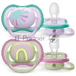 Пустышка Philips Avent ultra air, солнышко/радуга, для девочек, 0-6 мес., 2 шт.