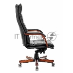 Кресло руководителя Бюрократ T-9927WALNUT/BLACK черный, кожа, крестовина дерево