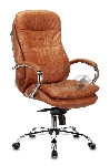 Кресло руководителя Бюрократ T-9950 Leather Ontano рыжий, кожа, крестовина хром