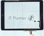 Сенсорное стекло (тачскрин) для iPad Air (A1474, A1475, A1476), черное с кнопкой OEM