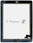 Сенсорное стекло (тачскрин) для iPad 2 (A1395, A1396, A1397), черное с кнопкой OEM