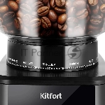 Кофемолка Kitfort КТ-7517 165Вт сист.помол.:жернова вместим.:275гр черный/серебристый