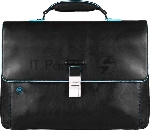 Портфель Piquadro Blue Square CA3111B2/N, черный, натур.кожа/нейлон