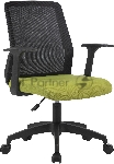 Кресло компьютерное Cactus CS-MC222-BKGN черный, сиденье салатовый, сетка/ткань, низк.спин. крестов. пластик, пластик черный