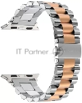Ремешок из нержавеющей стали для Apple Watch 38/40 mm LYAMBDA KEID DS-APG-02-40-SR Silver/Rose Gold
