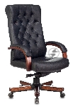 Кресло руководителя Бюрократ T-9928WALNUT черный, кожа, крестовина металл/дерево