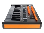 Клавиатура MIDI [231507] Arturia [MiniLAB 3 Orange Edition] 25 клавиш, 8 энкодеров, 8 RGB пэдов, 8 фейдеров, дисплей, сенсорные регуляторы Pitch/Modulation, MIDI-выход, 1/4" Jack вход педали, режим Chord, арпеджиатор, USB-C