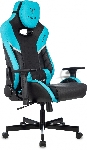 Кресло игровое Knight Thunder 5X черный/голубой эко.кожа крестов. металл