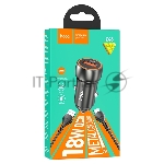 Автомобильная зарядка HOCO Z46 Blue shield, 1xUSB, 18W, серый металлик