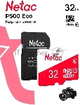 Карта памяти Netac P500 ECO 32GB MicroSDHC C10 up to 80MB/s, retail pack with SD Adapter