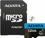 Флеш карта Micro SecureDigital 128Gb ADATA AUSDX128GUICL10A1-RA1 {MicroSDXC Class 10 UHS-I, SD adapter}