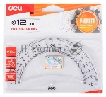 Транспортир Deli Pioneer EG10212 пластик дл.12см прозрачный градуировка УФ чернила европодвес