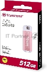 Внешний накопитель SSD Transcend 512Gb ESD300 <TS512GESD300S> (USB3.2 gen 2, Type C, 1050/950Mbs, 3D NAND, 60x20x7.8mm, 9g) розовый