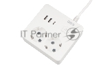 Бытовой удлинитель PowerCube, 2р с/з вык.,3USB, 3500 Вт, 16А, 1.9 м, 3*1,0 (белый) квадрат
