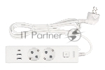 Бытовой удлинитель PowerCube, 2р с/з вык.,3USB, 3500 Вт, 16А, 1.9 м, 3*1,0 (белый) PC-4-2M