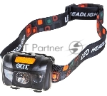 Фонарик с креплением на голову FIT 67746, 1 сверхяркий светодиод 3 Вт + 2 LED красного цвета (3 ААА батарейки)