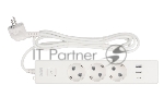 Бытовой удлинитель PowerCube, 3р с/з вык.,3USB, 3500 Вт, 16А, 1.9 м, 3*1,0 (белый) PC-5-2M