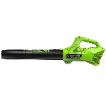 Воздуходувка аккумуляторная Greenworks 24V без АКБ и ЗУ  (2404807)""24V, без АКБ и ЗУ.  Предназначается для уборки опавшей листвы, пыли, прочей грязи и мусора. Данная модель имеет аксиальное строение вентилятора, что делает возможным достижения высоких показателей скорости объема потока воздух Мотор щеточный. Скорость воздушного потока 145 км/час. Объем воздушного потока 544 м3/час ( 9,1 м3 в минуту ). 2- режима работы ( высокий /низкий). Гарантия 3 года.""