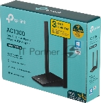 Адаптер TP-Link AC1300Mbps Dual-band High-Gain wireless USB adapter, 867Mbps at 5G and 400Mbps at 2.4G, two high gain antennas, USB 3.0, USB extension cable, support wave 2 MU-MIMO, full compatible with Windows and macOS.