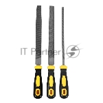 Набор напильников Deli DL352083 3шт инструментальная сталь T12, обрезиненная пластиковая рукоятка