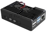 Компьютерный корпус закрытый Qumo Aluminum case with double black fans, Raspberry Pi 4, black(RS021)