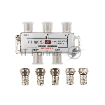 Делитель  ТВ х 4 + 5шт. F   "BOX"  5-1000 МГц  "Silver"   Rexant