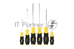 Набор отверток Deli DL630006N 6шт SL5x75 + SL5x100 + SL6x150 + PH1x75 + PH1x100 + PH2x150 сталь Cr-V, двухкомпонентная прорезиненная рукоять