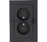Розетка 2-м AtlasDesign без заземл. 16А в сборе карбон SchE ATN001020