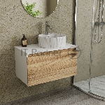 Комплект: тумба Bau Dream Blackwood 80, Раковина круглая накладная BAU Element D41, мрамор, смеситель Hotel Dream, нерж сталь