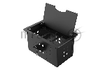 Прямоугольный металлический корпус Wize Pro WRTS-12BOX-B для модульной системы врезного лючка в стол с откидывающейся крышкой, до12 модулей-вставок, беспроводная зарядка 10Вт для моб.устройств на крышке, преустановленная рамка,черный
