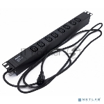 Блок силовых розеток Hyperline SHE19-(XX)IEC, IEC 60320 С13 х 8, вход IEC 60320 C14, 19", шнур 2,5 м, 482,6х44,4х44,4 мм (ВхШхГ), 10А, чёрный