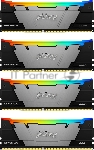 Оперативная память Kingston Fury Renegade, DDR4, 32Gb (4x8GB), 3200MHz, CL16, DIMM, с радиаторами, RGB, серебристый/черный