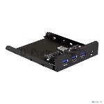 Планка USB на переднюю панель ExeGate U3H-623, 3,5", 3*USB3.0+1*TypeC, черная, металл, подсоединение к мат. плате12