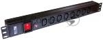 Блок розеток 19" 8 шт. C13, 10A 250V, без шнура питания