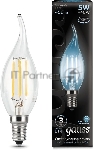 Лампа светодиодная филаментная Gauss Filament 5Вт цок.:E14 свеча 220B 4100K св.свеч.бел.ней. (упак.:10шт)
