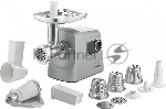 Мясорубка электрическая Gorenje MG2500DS серый, 2500 Вт, 2.8 кг/мин, реверс, защита от перегрузки, металлический лоток, насадки - 8