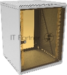 Шкаф коммутационный Suprlan (05-1503) настенный 15U 600x450 мм пер. дв. стекл направл. под закл. гайки 70 кг RAL 7035 25.1 кг 750 мм
