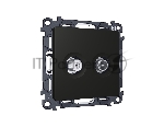 Комплект механизма розетки TV оконечной + SAT 5-862MHz 3.5dB/950-2150MHz 3.5dB ALFA Черный матовый QUANT (AP8133, VM217) MA813310