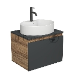 Комплект для ванной, 3 предмета (Тумба подвесная Bau Blackwood 60 графит + Раковина BAU 51х41, с отв. под см-ль, Смеситель Dream Black, черный)