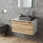 Комплект: тумба Bau Dream Blackwood 80, раковина BAU Cerama 48х37, темно-серая, смеситель Hotel Stil, нерж сталь