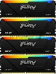 Оперативная память Kingston Fury Beast, DDR4, 32GB (4x8GB), 3200MHz, CL16, DIMM, с радиатором, RGB, черный