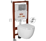 Комплект BAU 6 в 1: инсталляция BAU PRO, унитаз подвесной торнадо Bau Nimb Hurricane-2, сиденье дюропласт микролифт, клавиша BAU Stil, хром