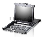 Переключатель KVM ATEN LCD 17" => 8 cpu PS2/USB+VGA, с KVM-шнурами PS2 1х1.8м.;USB 1x1.8м., 1280x1024, 1U 19", исп.спец.шнуры (CL5708M-AT-RG)
