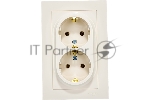 Розетка 2-м AtlasDesign с заземл. 16А в сборе беж. SchE ATN000224