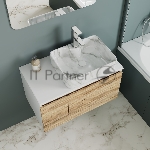 Комплект: тумба Bau Dream Blackwood 80, раковина прямоугольная BAU Cerama 48х37, мрамор, смеситель Hotel Stil, нерж сталь, выпуск клик клак белый
