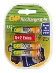 Аккумулятор GP Rechargeable 1000AAAHC4/2 AAA NiMH 1000mAh (6шт) блистер